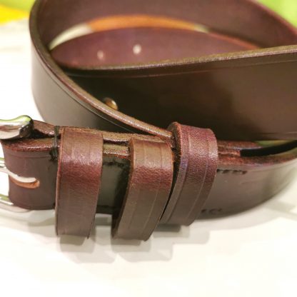 Classic Belt - Burgundy with Brown Trims close up