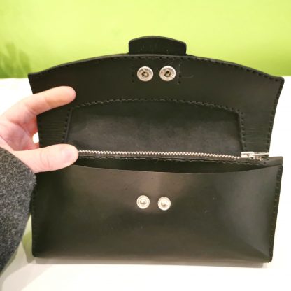 Wallet - Clutch Bag in Black by Be Savage Leather, open