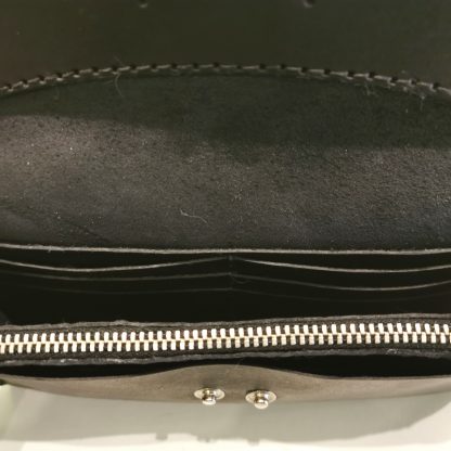 Wallet - Clutch Bag in Black by Be Savage Leather, inside view