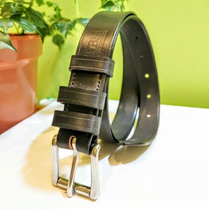 Classic Belt - SFG Black with Black Edge and Stitch on 118 West End Roller Buckle - standing