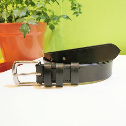 Classic Belt - SFG Black with Black Edge and Stitch on 114 SS West End Buckle - top and tail