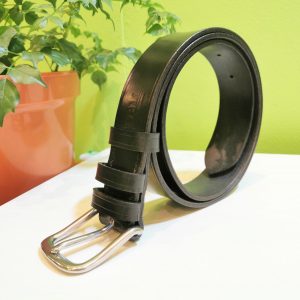 Classic Belt - SFG Black with Black Edge and Stitch on 112 SS West End Buckle - standing