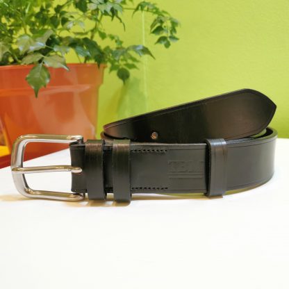 Classic Belt - SFG Black with Black Edge and Stitch on 112 SS West End Buckle - top and tail