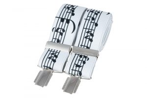 Braces in White with Black Music Notes from Dalaco
