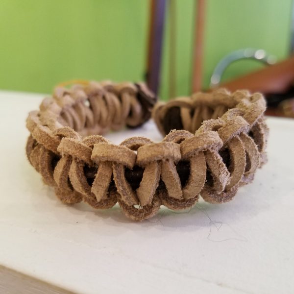 Leather Macramé Bracelet by The Belt Makers - Light Brown and Dark Brown