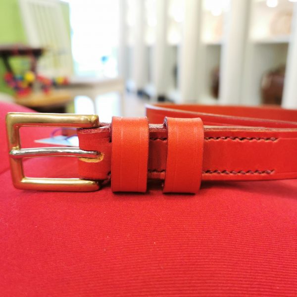 Belt - Classic Skinny in Red, belt size 30 inch buckle close up