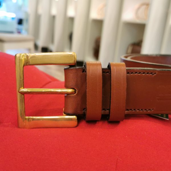 Belt - Classic Sedgwick in Conker and Dark Green 112ABBX, belt size 32 buckle close up